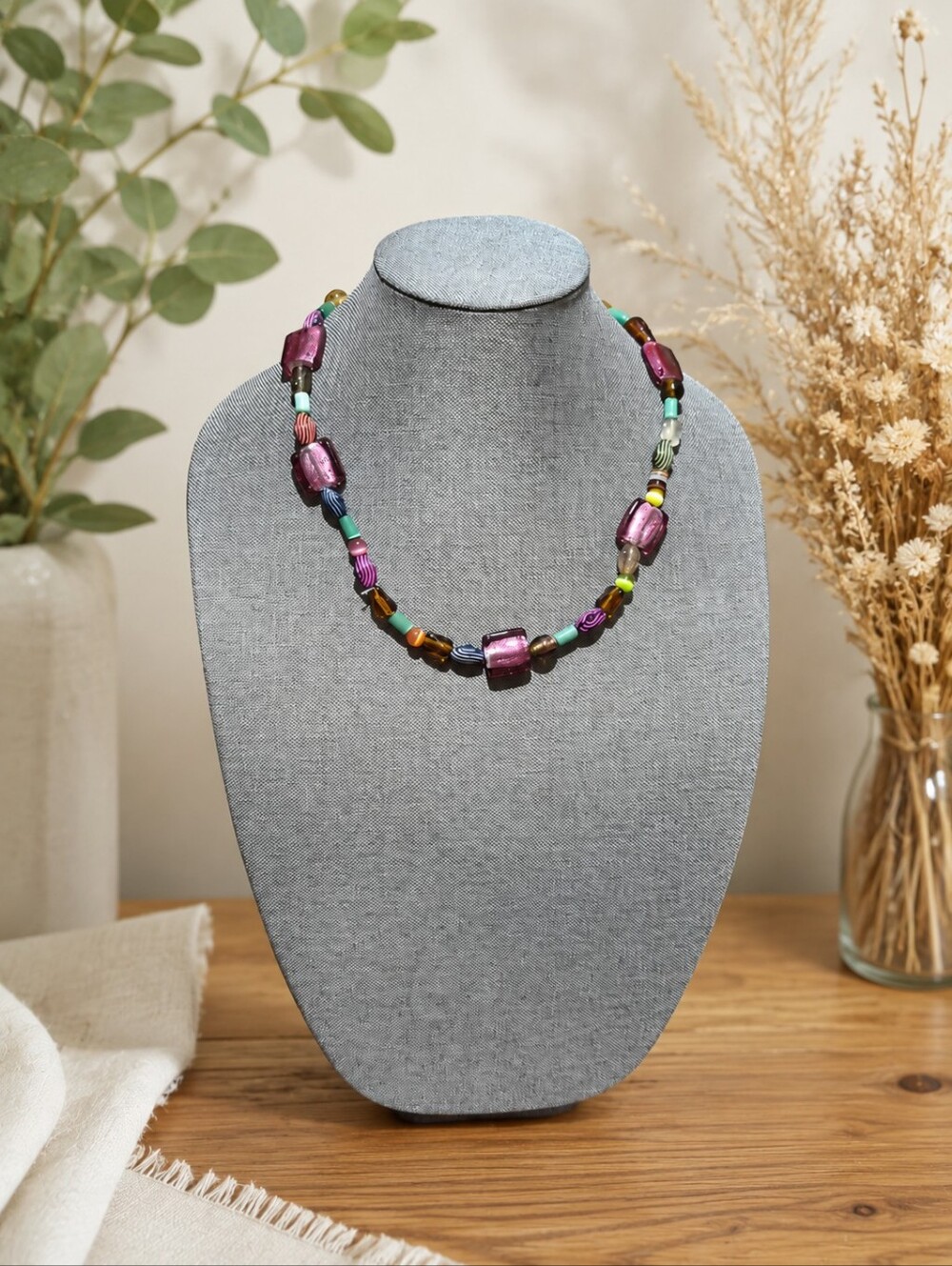 Handcrafted Colorful Beaded Statement Necklace | Artisan Jewelry
